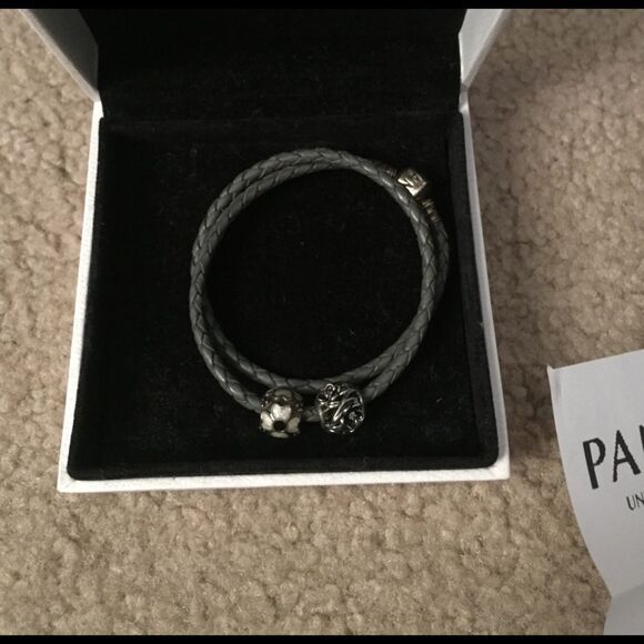 Gray leather pandora bracelet or bead - Picture 1 of 6